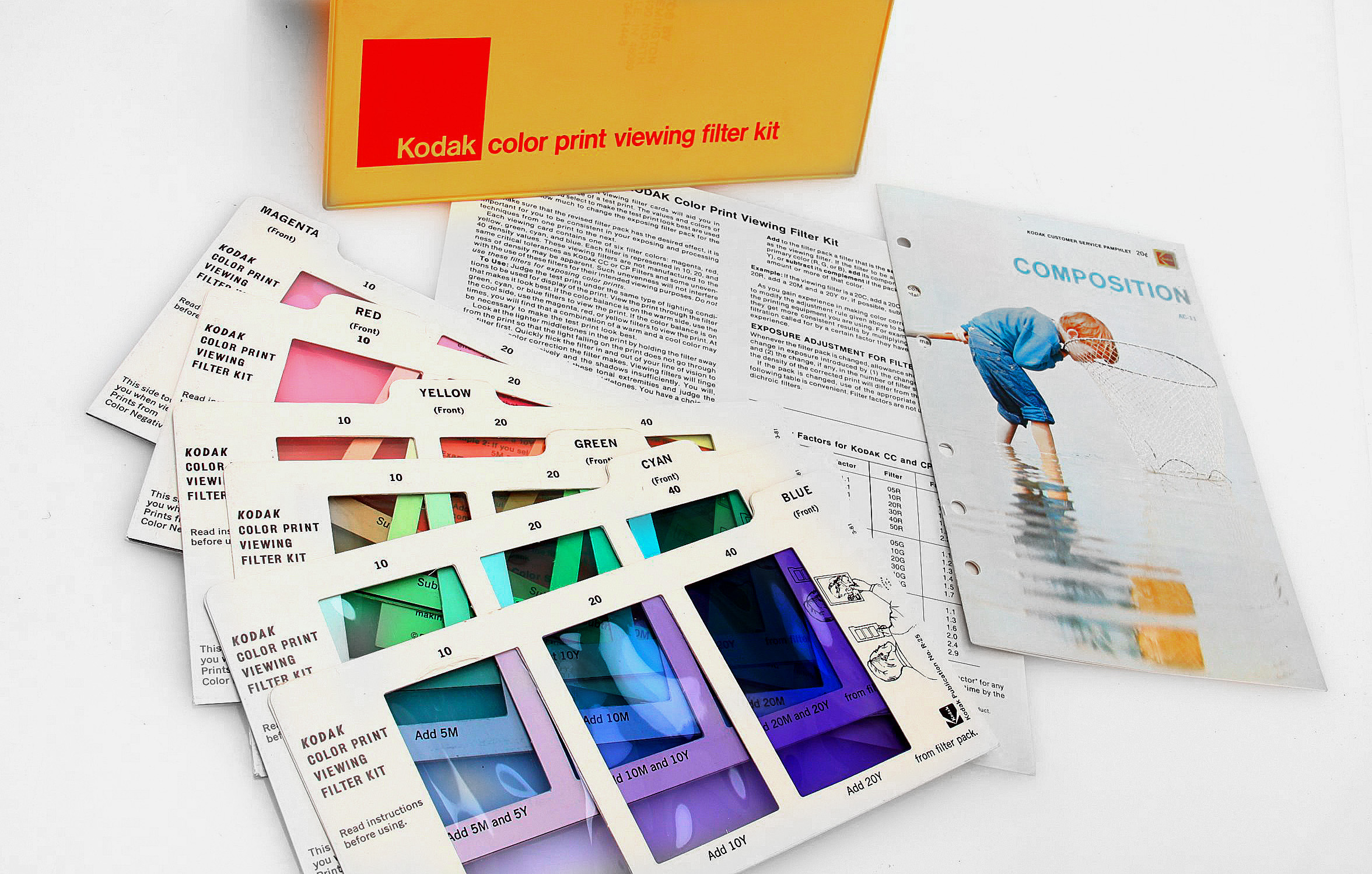 colour correction filters used in colour print viewing to determine filter adjustments in an enlarger