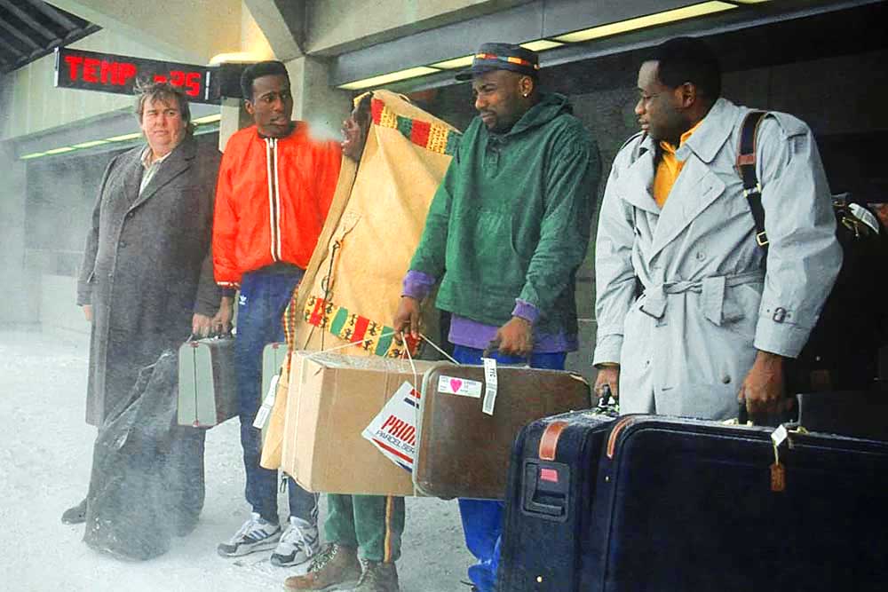 Airport scene from movie Cool Runnings with John Candy